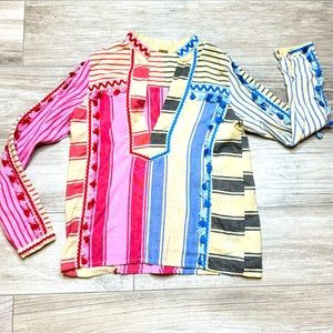 PAS POUR TOI Tassel Fringe Boho Long Sleeve Shirt size M